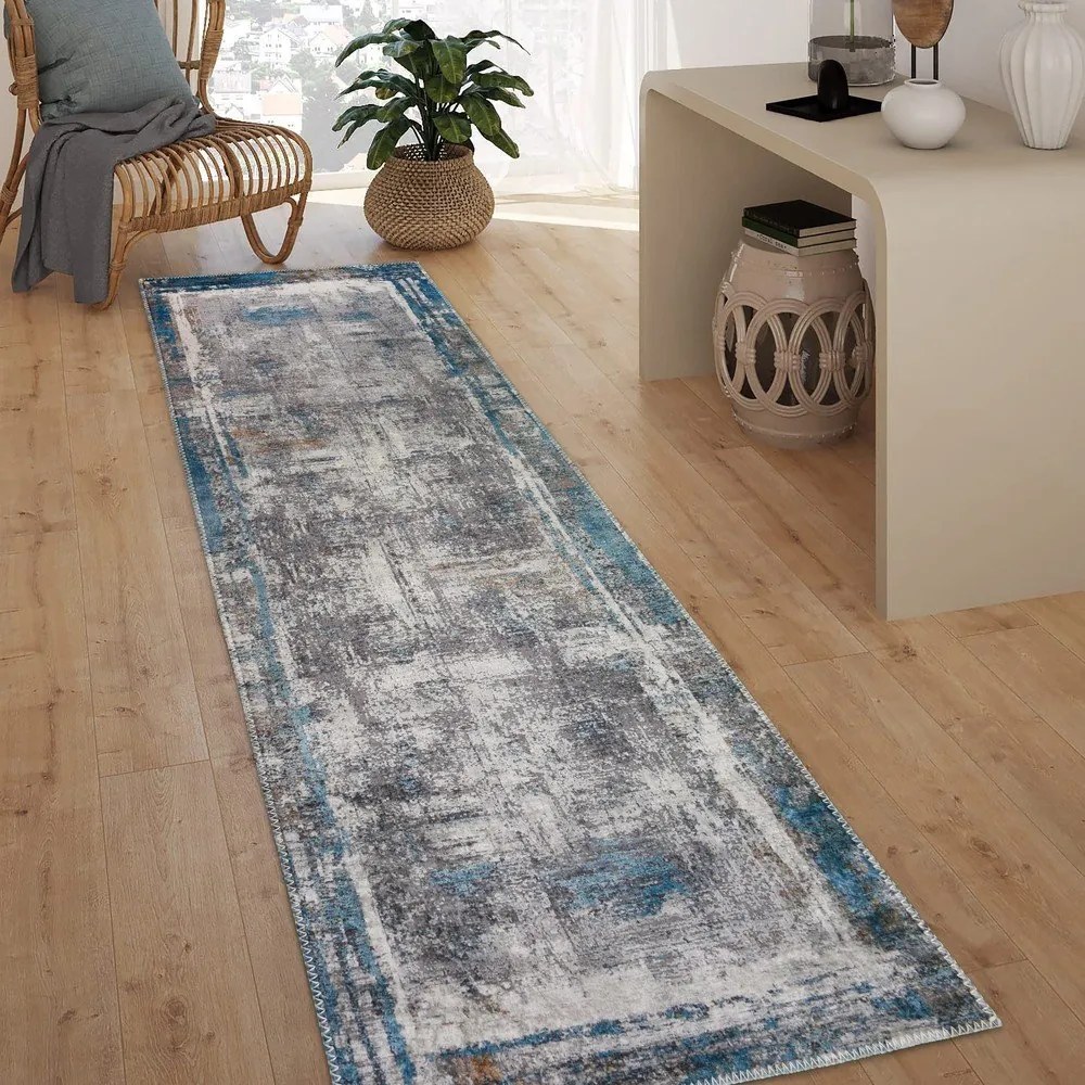 Modrý prateľný behúň 80x200 cm Abstract Colors Blue – Vitaus