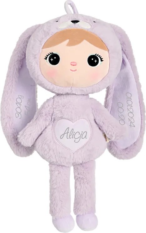 Mojkáčik - Bábika zajačik fialová 48 cm