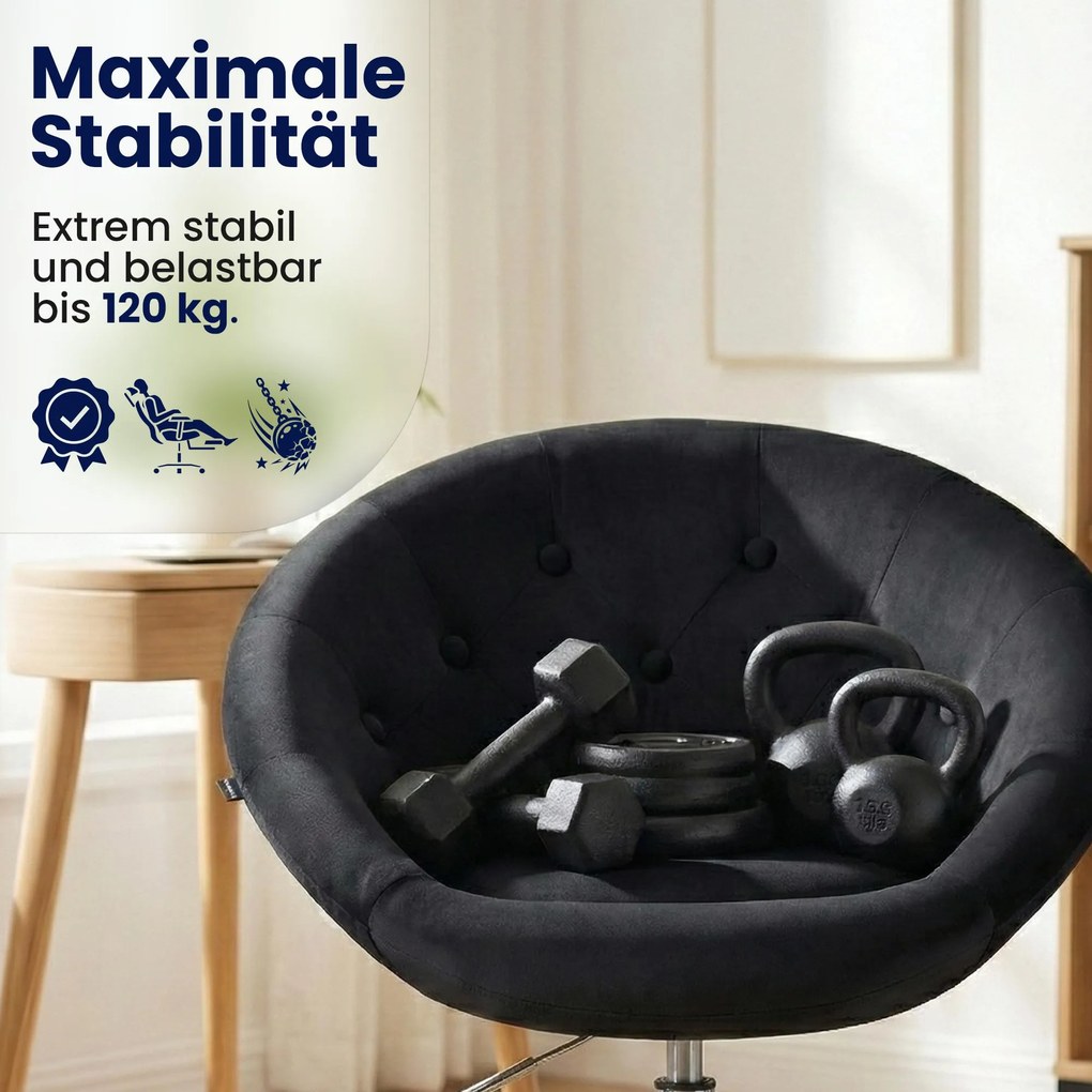 Pracovná stolička London zamat - čierna