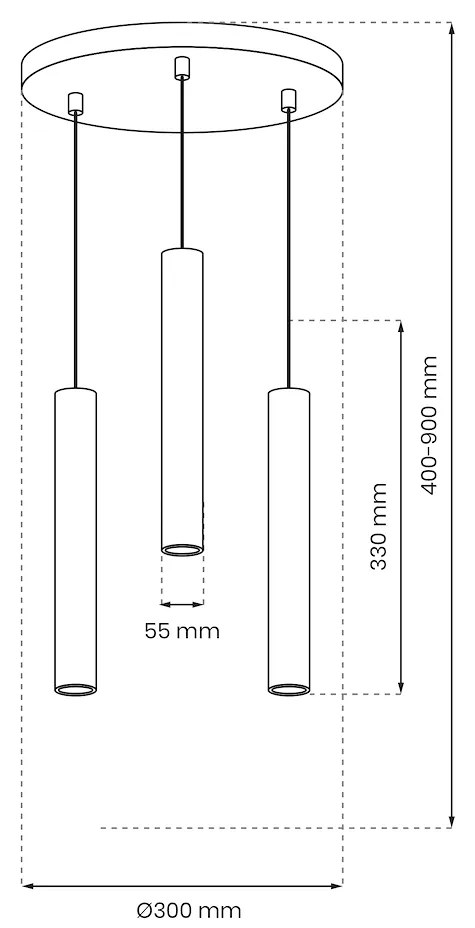 Závesné svietidlo Hudson, 3x biele kovové tienidlo, w, o