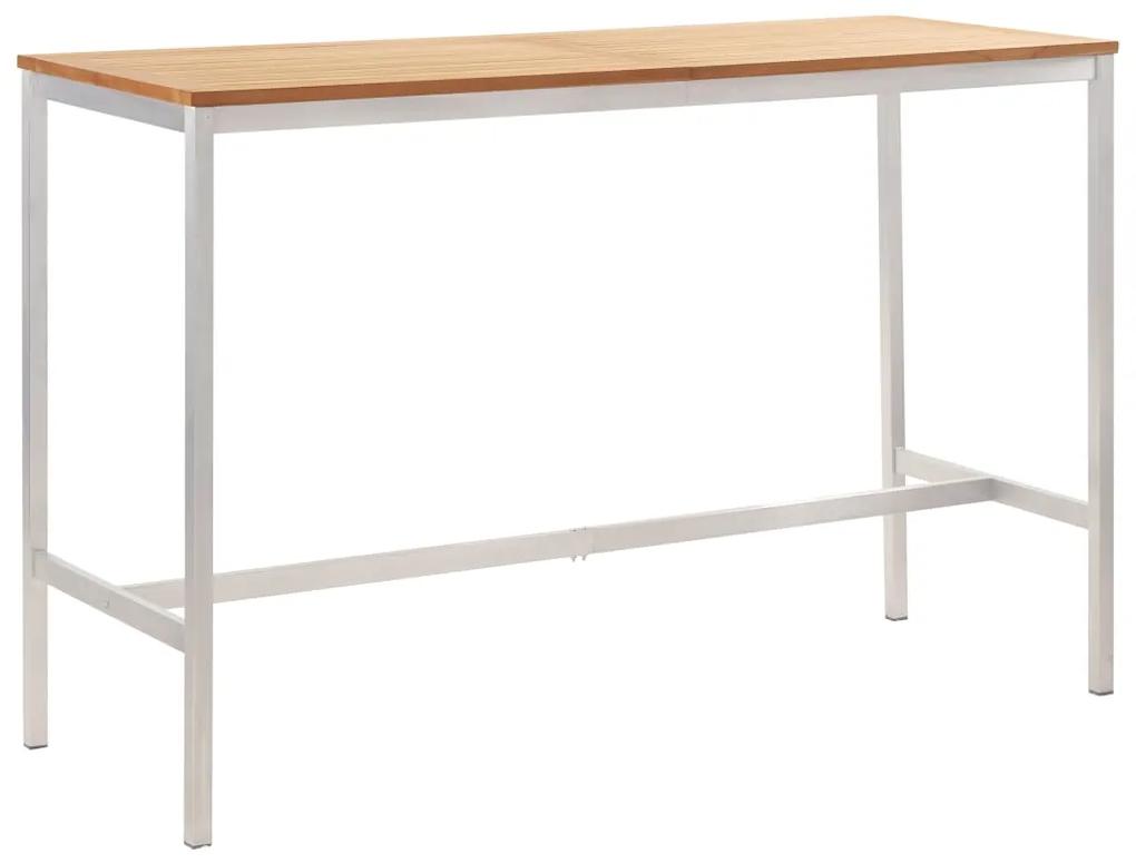 vidaXL Barový stôl 160x60x105 cm teakový masív a nehrdzavejúca oceľ