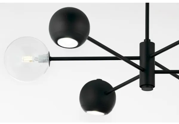 Jupiter 1995 - Luster na tyči MOKA 3xGU10/10W/230V + 3xG9/10W/230V čierna/číra