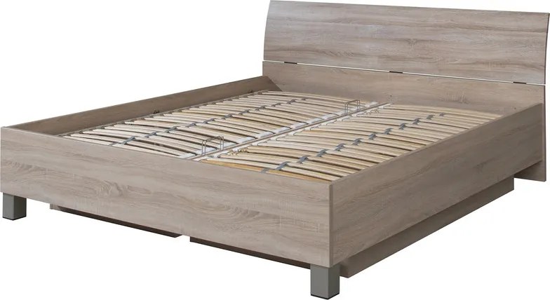 Posteľ Ela 180x200 cm,dub Sonoma, s roštami  a perinákmi