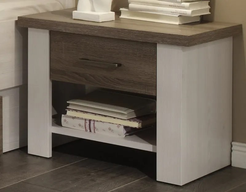 Posteľ s nočnými stolíkmi Luca 180x200 cm, bielená pínia