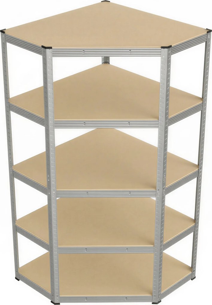 SONGMICS kovová rohová polica, 5 úrovní, nosnosť 875 kg, 180 x 90 x 90 cm