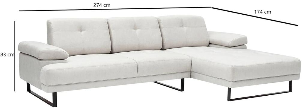 Dizajnová rohová sedačka Vatusia 274 cm béžová - pravá