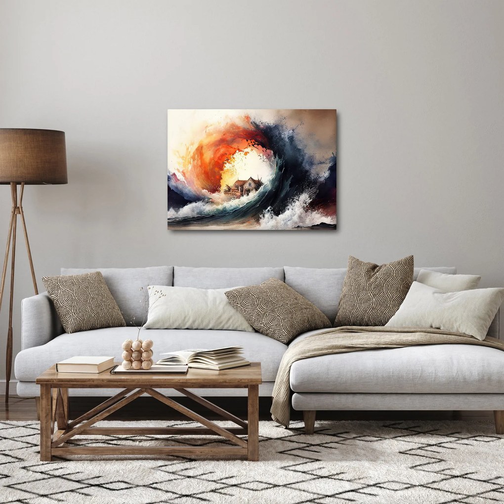Obraz - Vo víre povodne, akvarel (70x50 cm)
