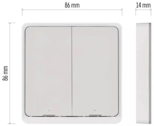 Vypínač 2-tlačidlový GoSmart 1xCR2430 Tuya biela