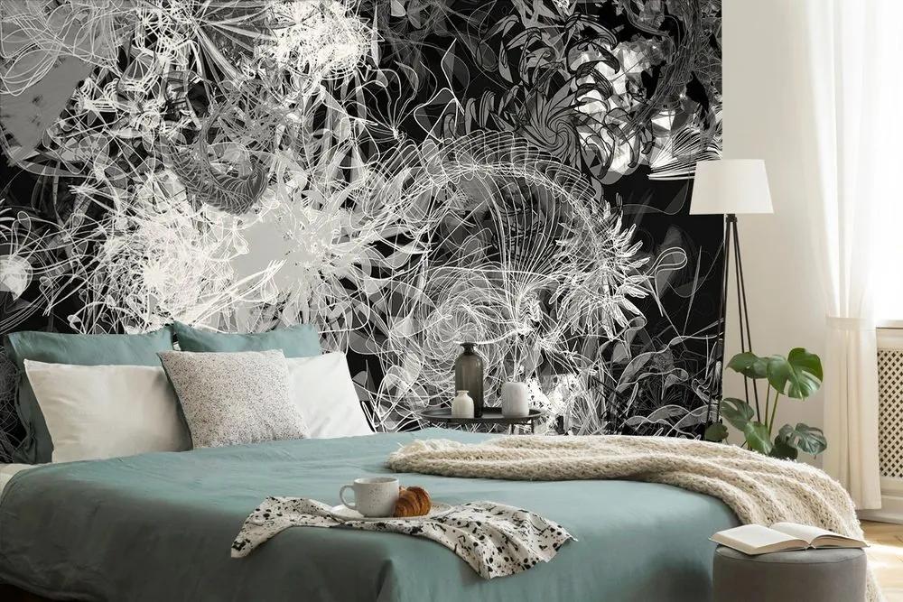 Samolepiaca tapeta čiernobiele abstraktné umenie - 150x100