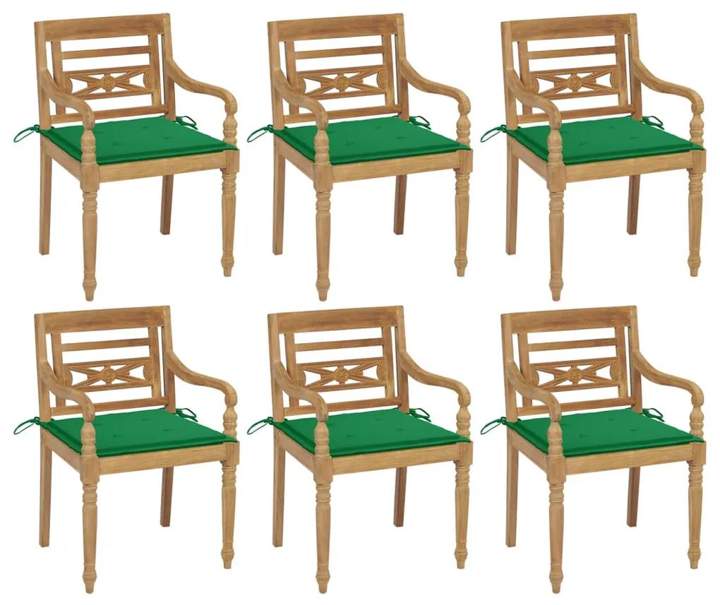 Batavia stoličky s podložkami 6 ks tíkový masív 3073327