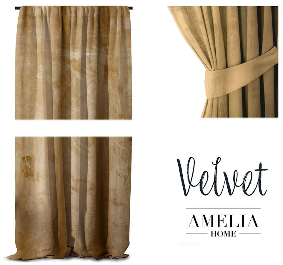 Záves AmeliaHome Velvet 140x270 cm horčicový, velikost 140x270