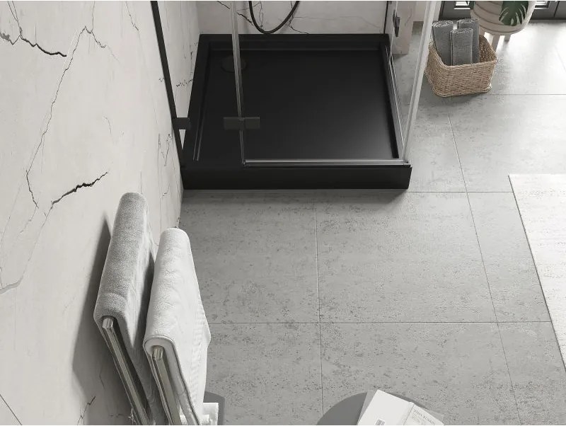 Mexen Flow+ štvorcový sprchový kút 80 x 80 cm, čierna matná, 46S708080H