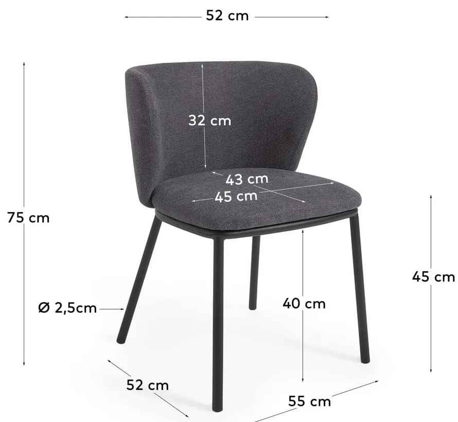 Tmavosivá jedálenská stolička Ciselia – Kave Home