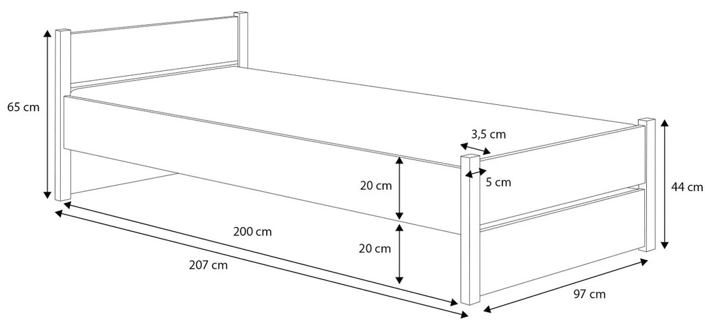 Detská posteľ 200x90 cm. Vlastná spoľahlivá doprava až k Vám domov. 1052340