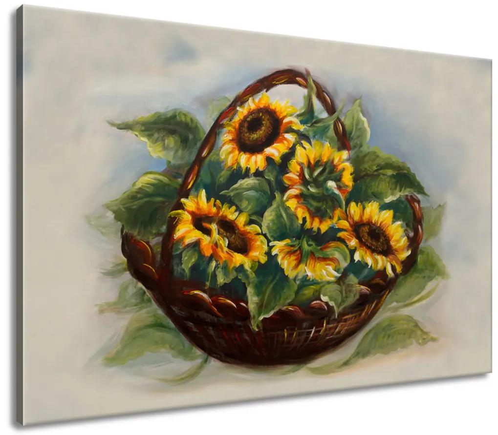 Gario Ručne maľovaný obraz Košík slnečníc Rozmery: 120 x 80 cm