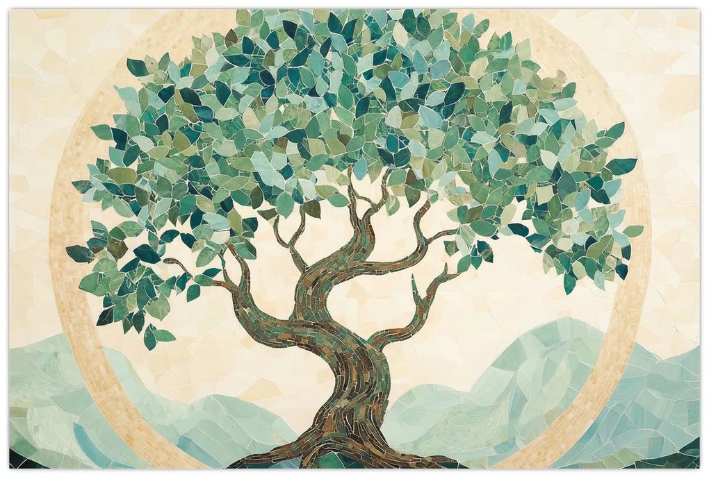 Obraz – Elegantná mozaika so stromom (90x60 cm)