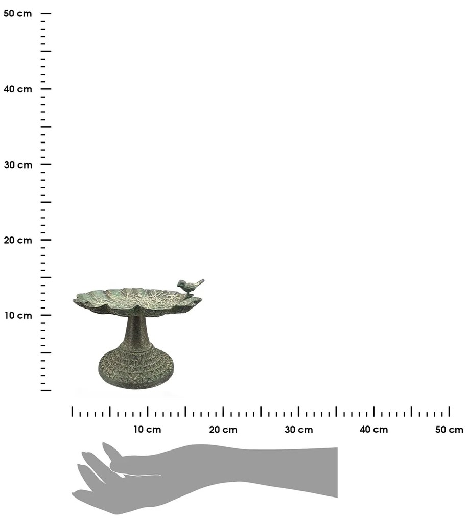 Napájadlo pre vtáky na nohe Lillian, 13x17 cm, kov, zelená