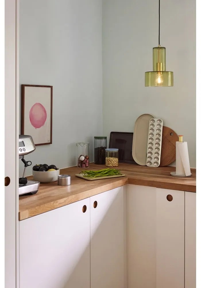 Zelené sklenené závesné svietidlo ø 20 cm Ripple – Hübsch