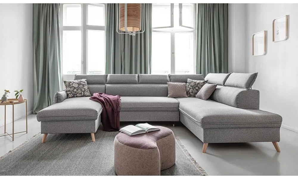 Svetlosivá rozkladacia rohová pohovka (pravý roh) Sweet Harmony – Miuform