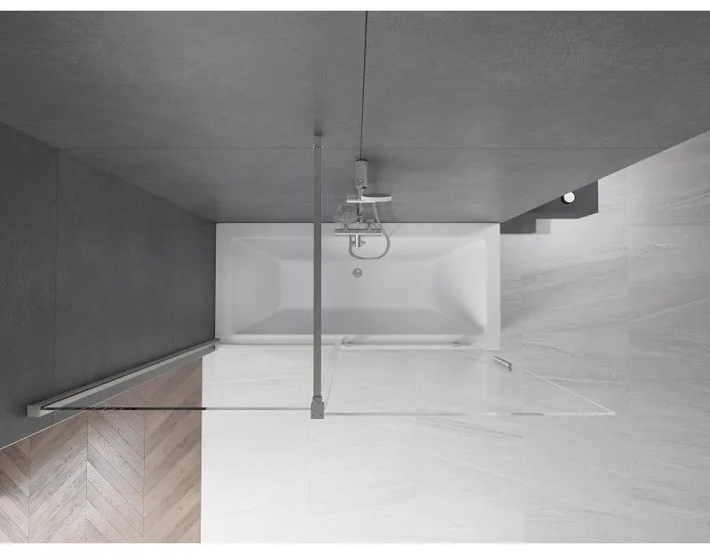 Mexen Velar, 2-krídlová posuvná vaňová zástena 160 x 150 cm, 8mm číre sklo, brúsená oceľ, 896-160-000-01-97