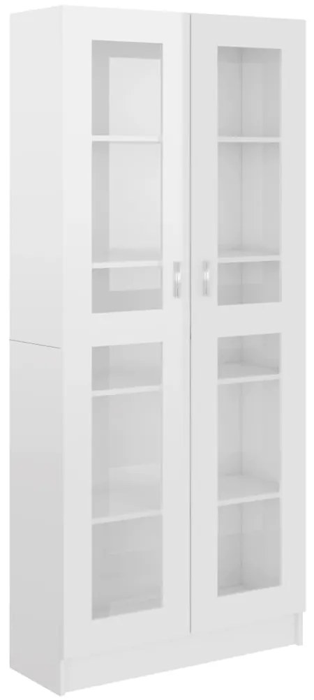 vidaXL Vitrína, lesklá biela 82,5x30,5x185,5 cm, kompozitné drevo