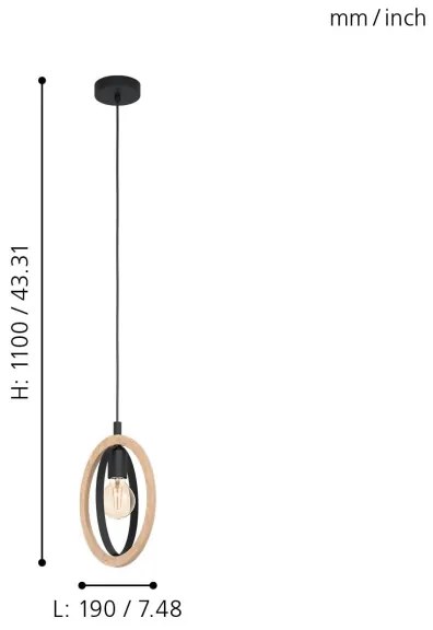 Eglo 43461 - Luster na lanku BASILDON 1xE27/40W/230V