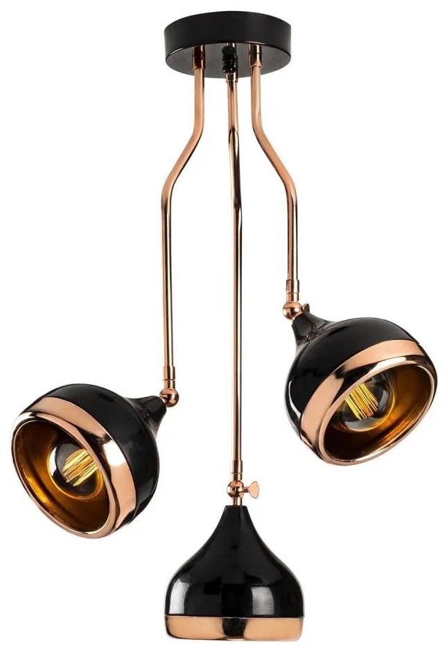 Luster na tyči YILDO 3xE27/40W/230V čierna/medená