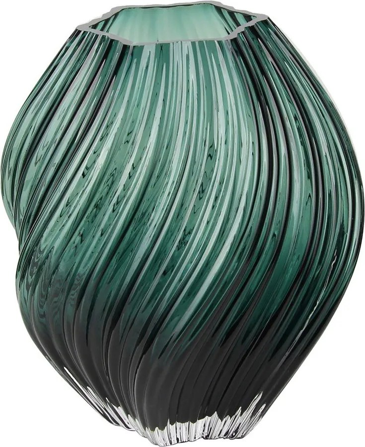 Tmavozelená sklenená ručne vyrobená váza (výška 23 cm) – House Nordic