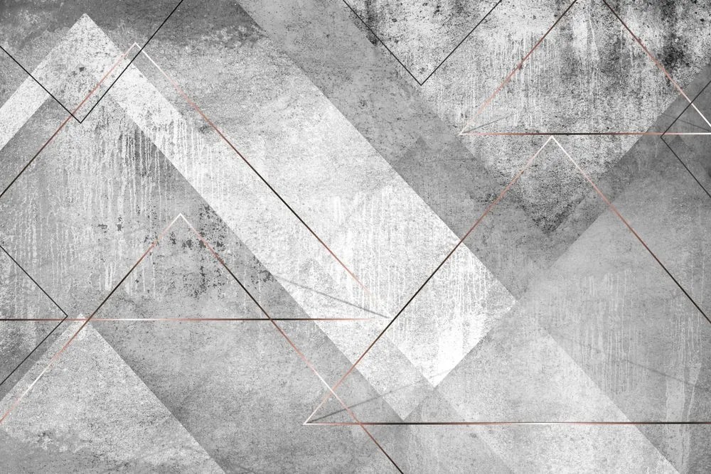 Samolepiaca tapeta šedá trojuholníková perspektíva