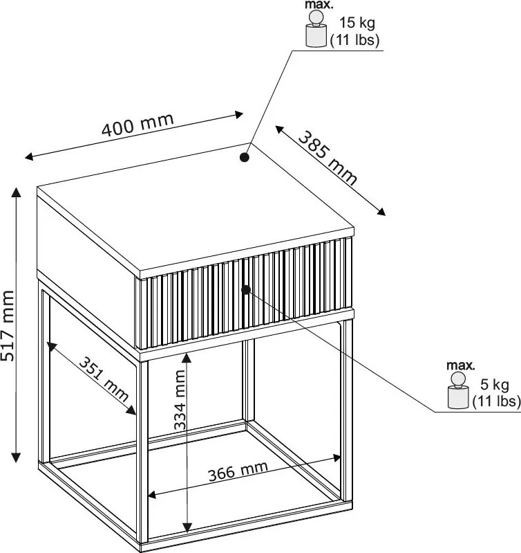 Nočný stolík s 1 zásuvkou Marle, biely