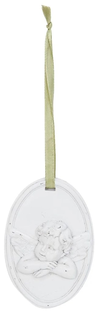 Závesná biela ozdoba s anjelom - 7 * 2 * 10 cm