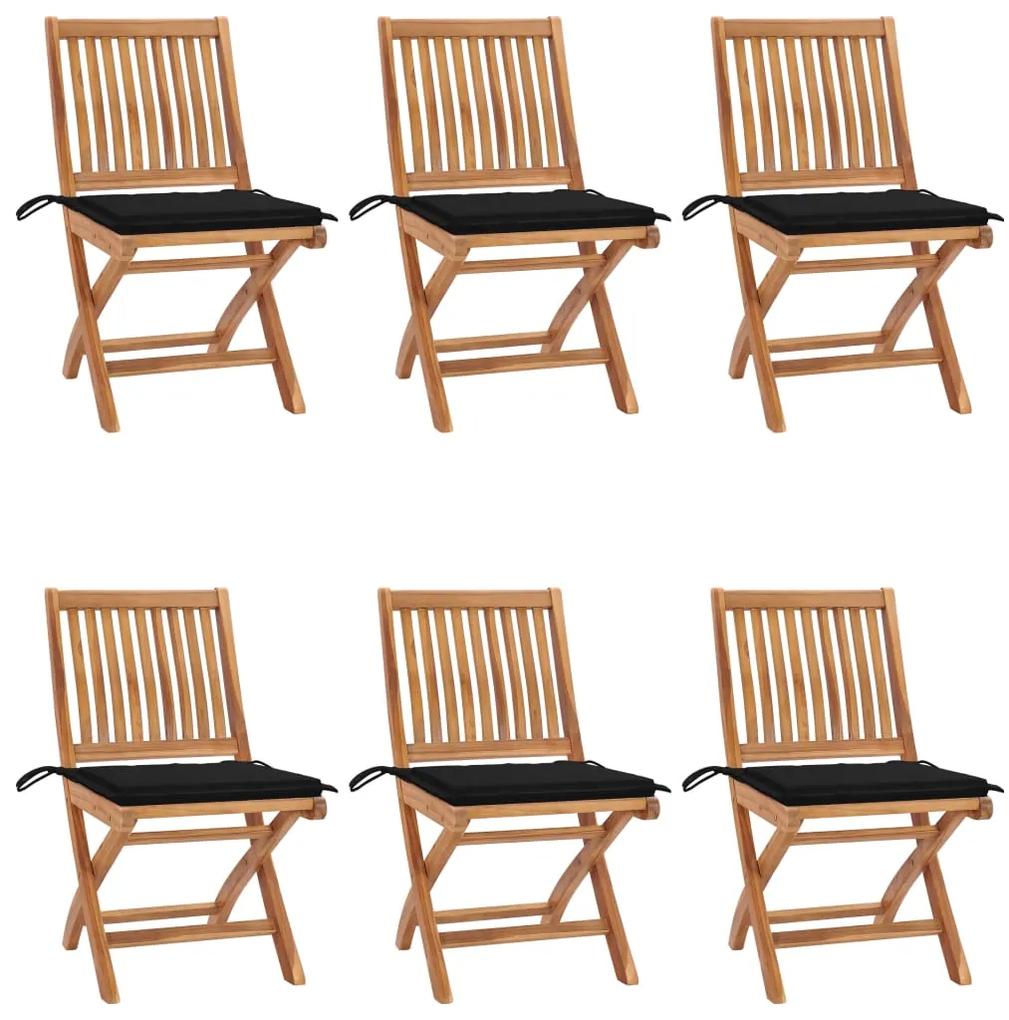 Skladacie záhradné stoličky s podložkami 6 ks tíkový masív 3072841