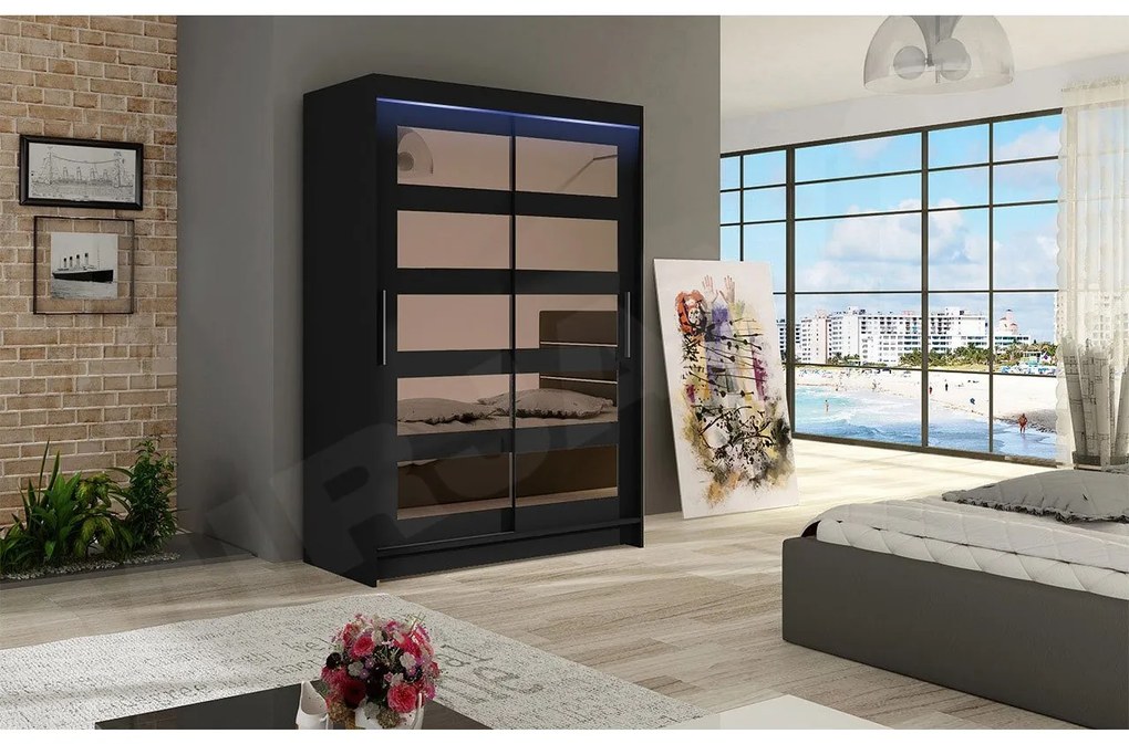 Skriňa Ada IV, Farby: trufel, Osvetlenie: osvetlenie LED RGB - farebné