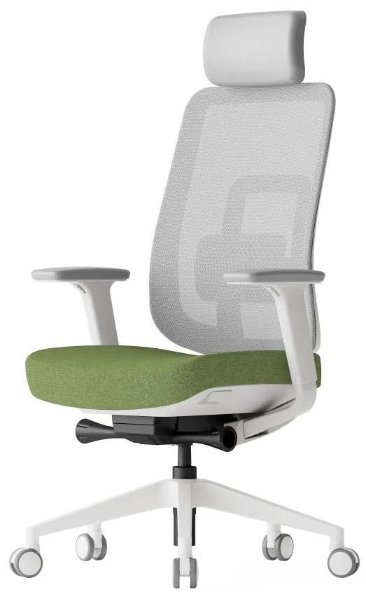 Kancelárska ergonomická stolička K42 White — sieť, látka, biela / viac farieb Modrá