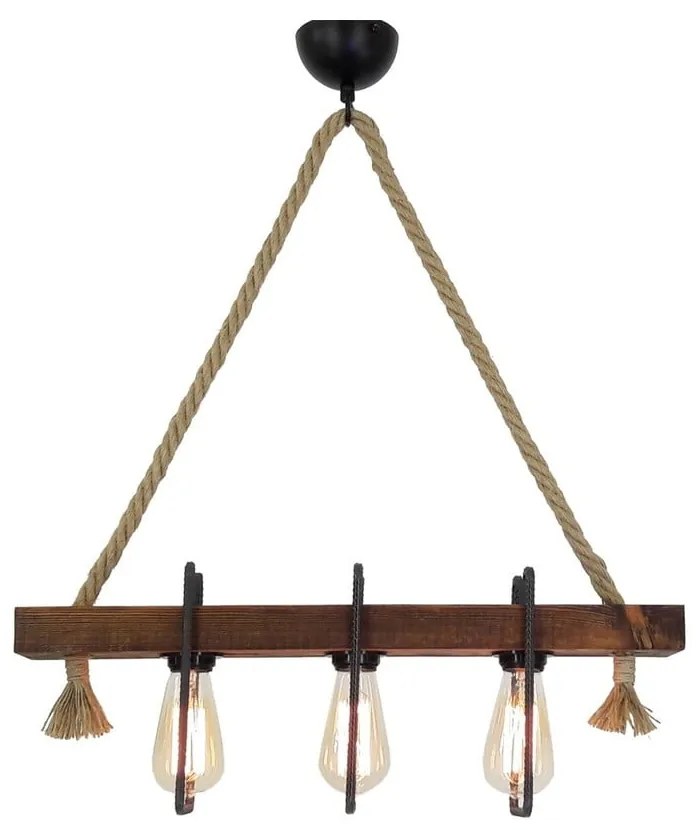 Drevené stropné závesné svietidlo Demir, 3 žiarovky