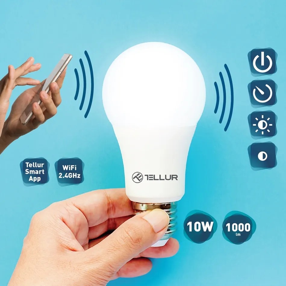 Tellur WiFi Smart žiarovka E27, 10 W, , teplá biela
