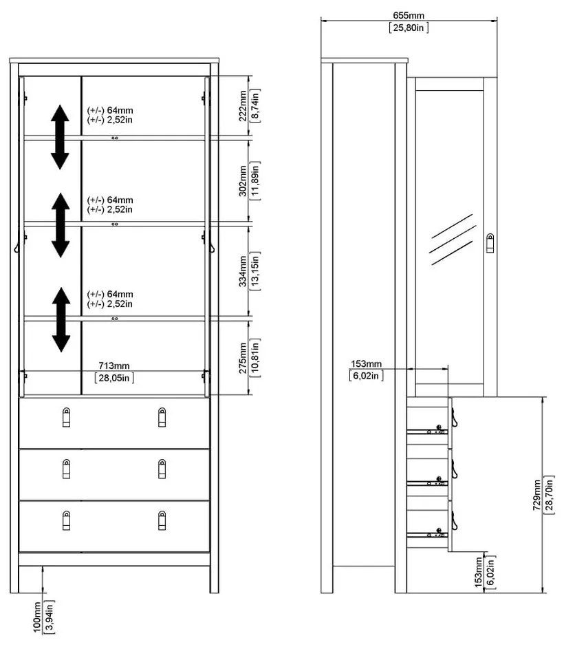 Sivobéžová vitrína 78x199x33 cm Madrid – Tvilum