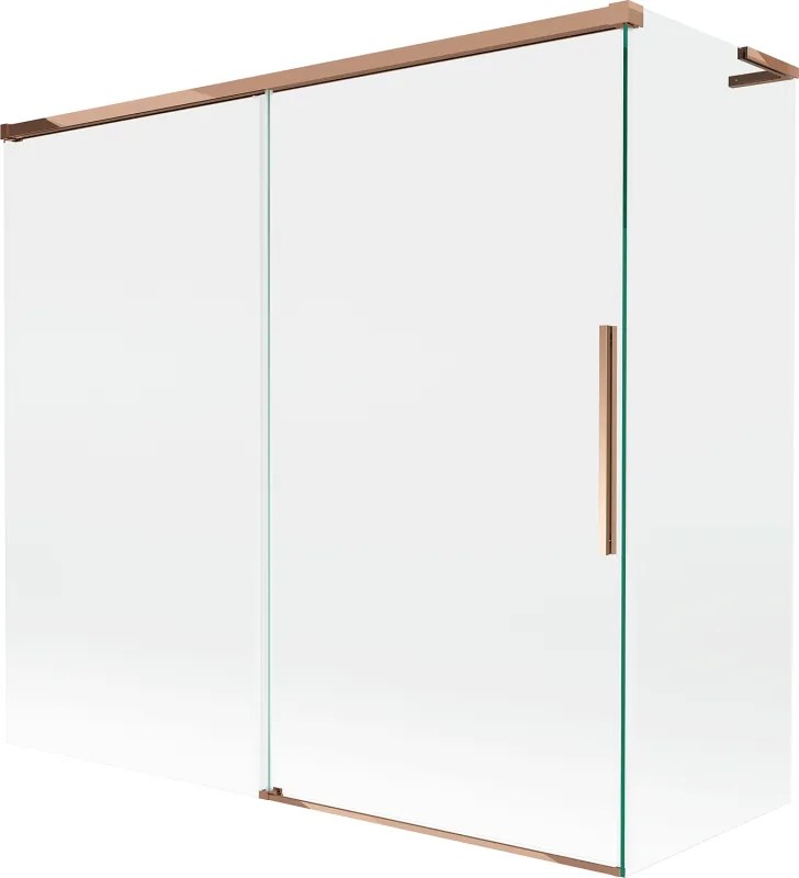 Mexen Rox, L posuvná 2-krídlová vaňová zástena 170 + 80 x 150 cm, 8mm číre sklo, ružové zlato profil, 8C9L-170-080-60-00