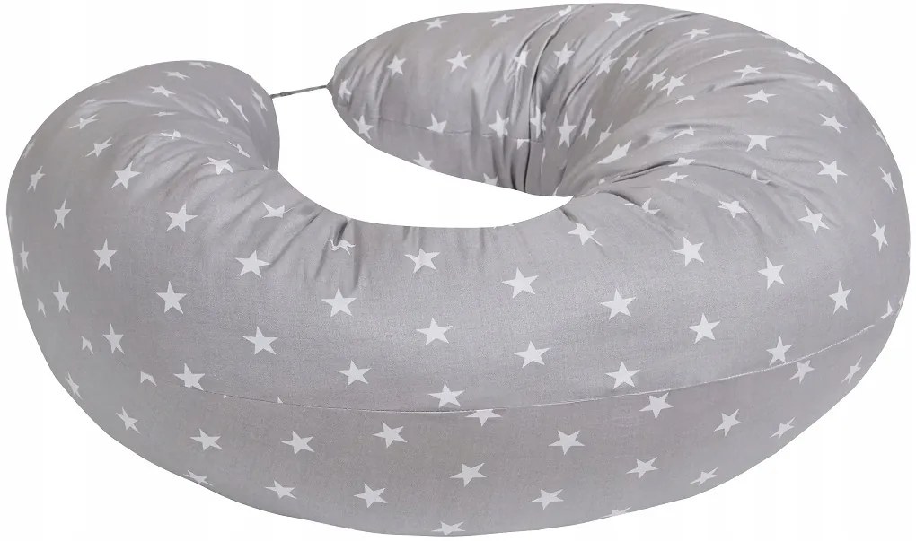 Dojčiaci vankúš BABYMAM PREMIUM - Biele hviezdičky so šedou