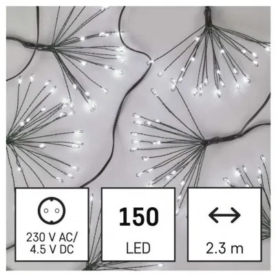 LED svetelná reťaz – svietiace trsy, nano, 2,35 m, vnútorná, studená biela, časovač