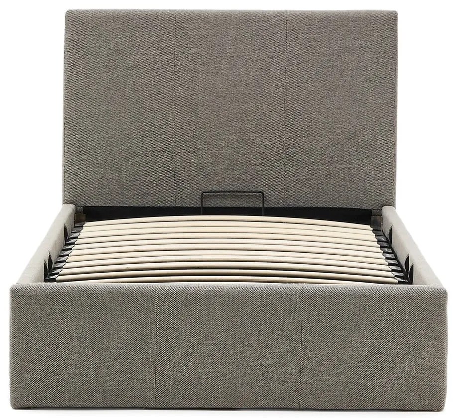 Sivá čalúnená jednolôžková posteľ s úložným priestorom s roštom 90x200 cm Nahiri – Kave Home