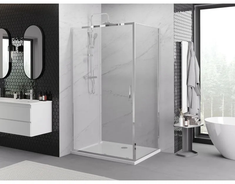 Mexen Exo, sprchovací kút s posuvnými dverami 140 x 85 cm, 6mm číre sklo, chrómový profil, 8151-140-085-01-00