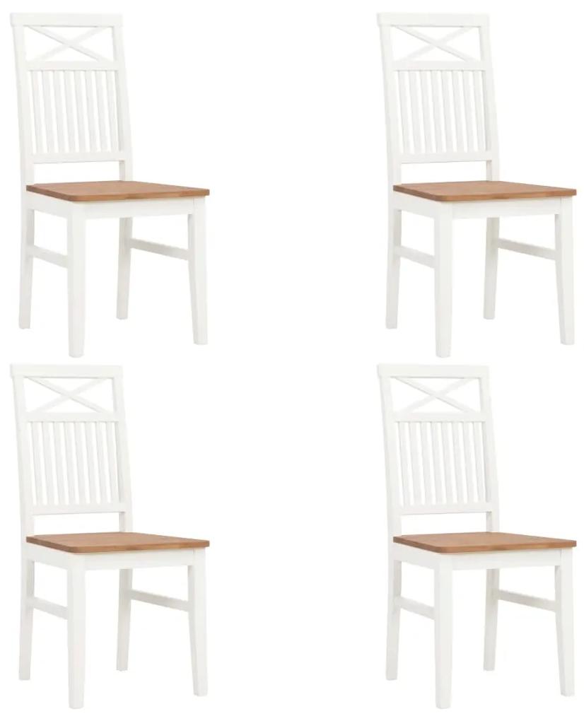 vidaXL Jedálenské stoličky 4 ks, biele, dubový masív