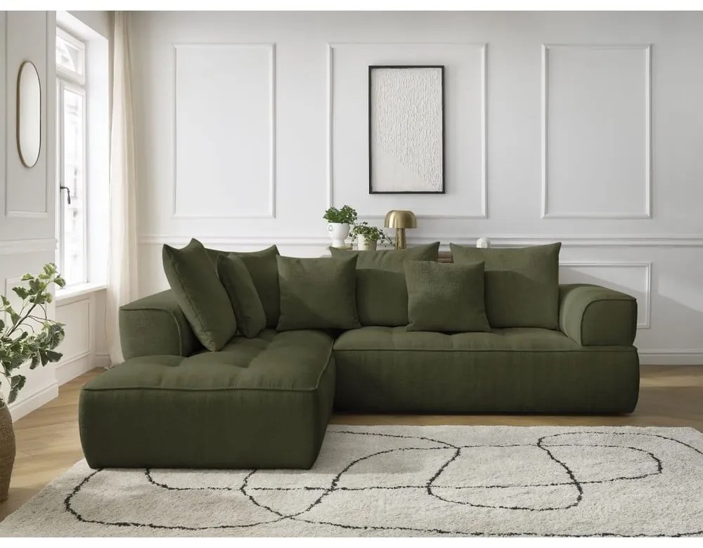 Zelená ženilková rohová pohovka (ľavý roh/do L) Whesley – Bobochic Paris