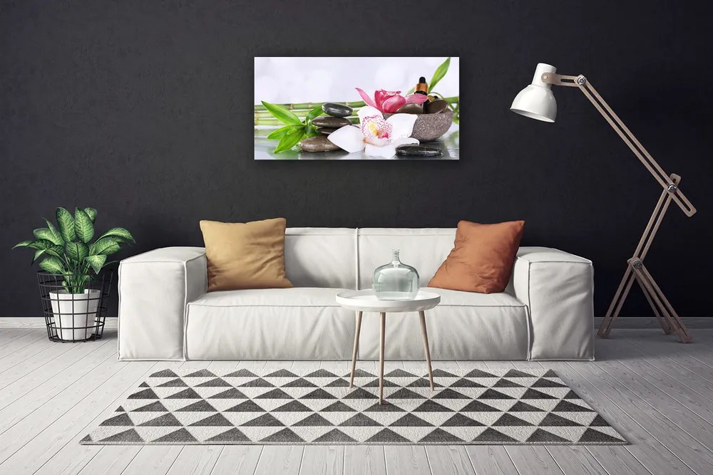 Obraz Canvas Orchidea kamene bambus 125x50 cm