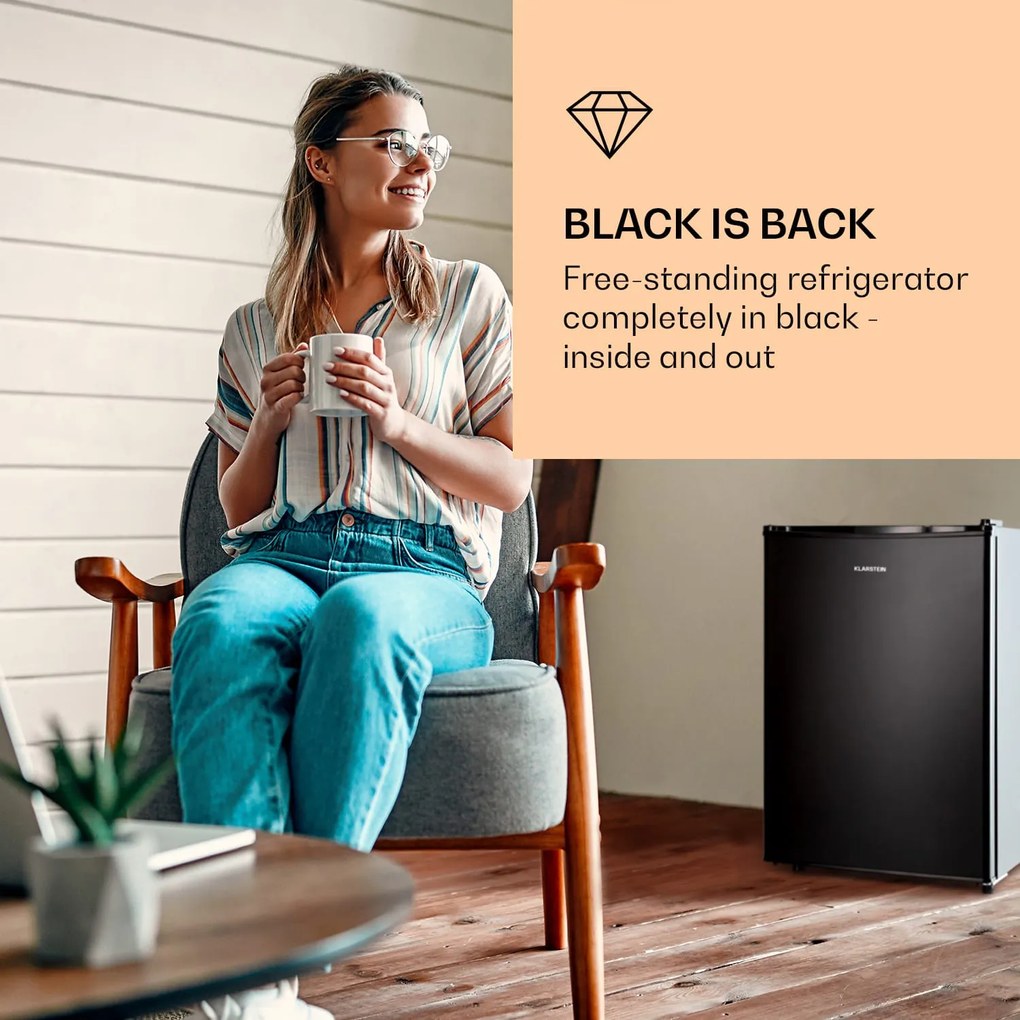 Klarstein Obsidian, chladnička, 72 litrov, mraznička, čierna