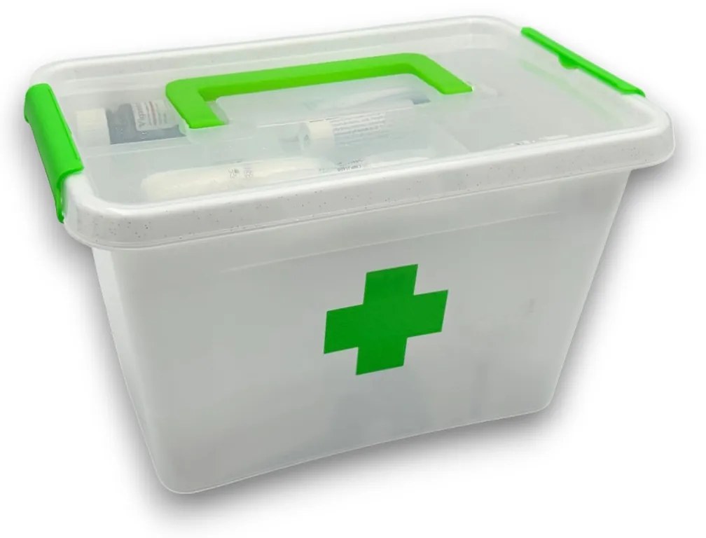 ALTOM Lekárnička, úložný box na lieky s vnoreným organizérom, 2v1, s rúčkou, antibakteriálna, 6,5 l