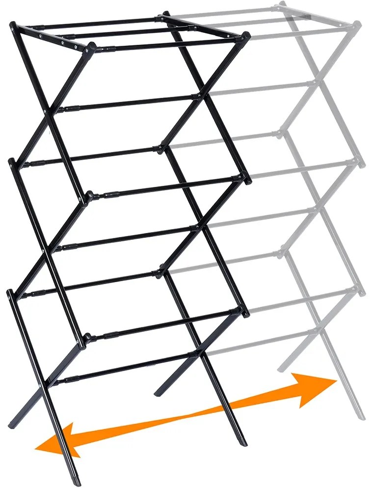 VILDE Sušiak na bielizeň, skladací, čierny kov VILDE, 6 poschodí, 47 - 78 x 94 cm