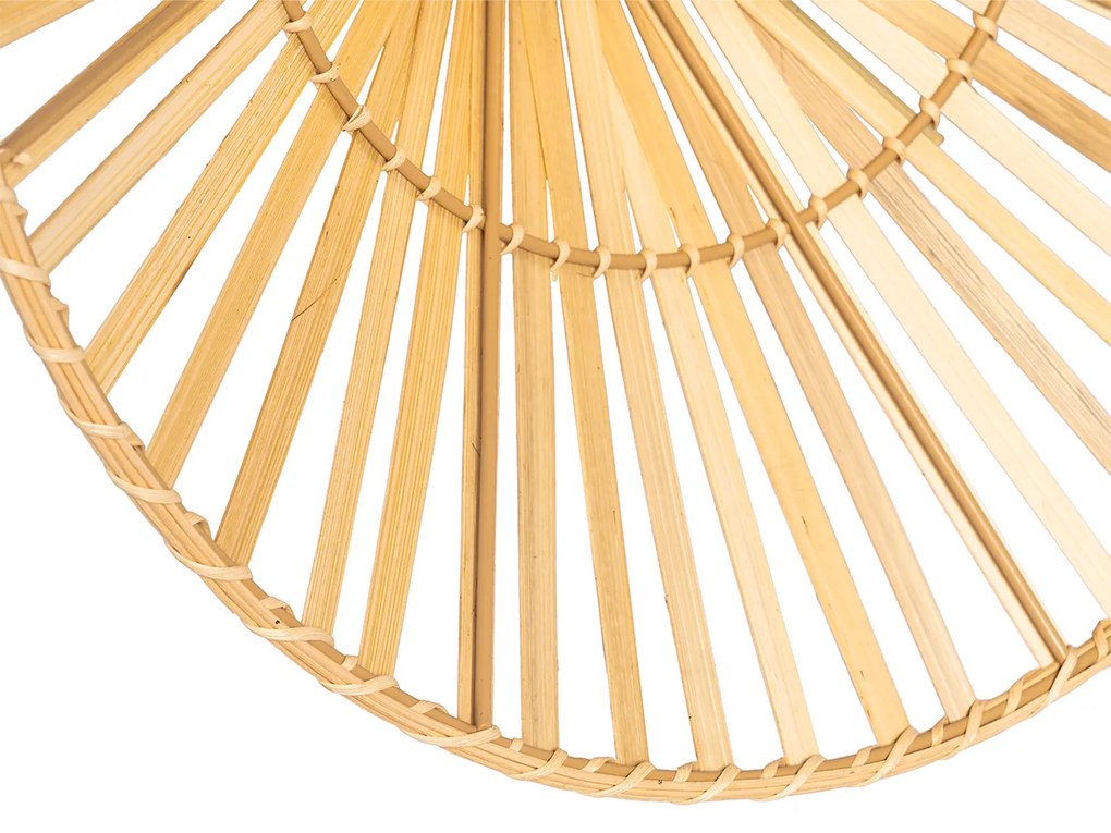 Orientálna nástenná lampa čierna s prírodným bambusom - Pua