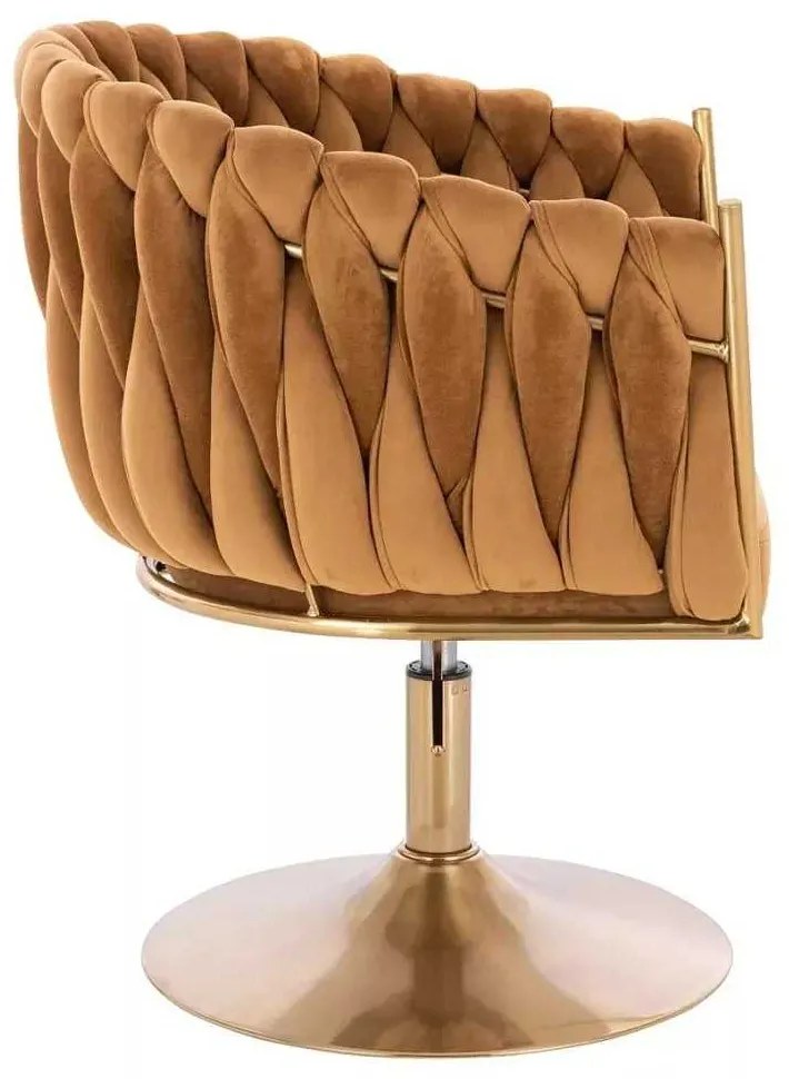 LuxuryForm DESIGN Kreslo NORDEN VELUR na zlatom tanieri - medové